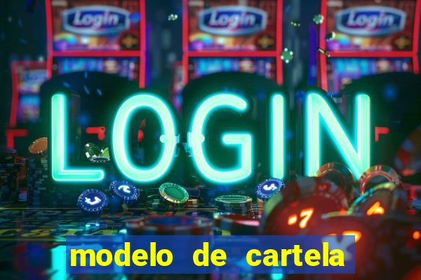 modelo de cartela de bingo em branco